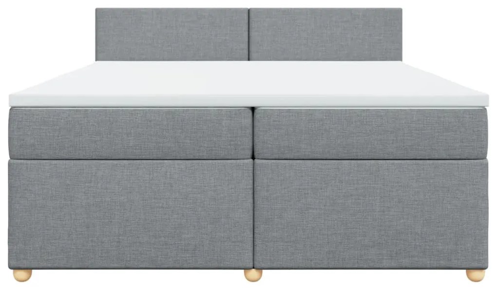 Cama com molas/colchão 200x200 cm tecido cinza-claro