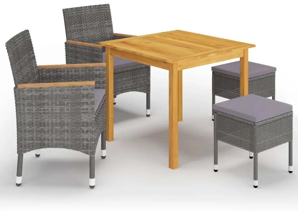 vidaXL 5 pcs conjunto de jantar para jardim cinzento