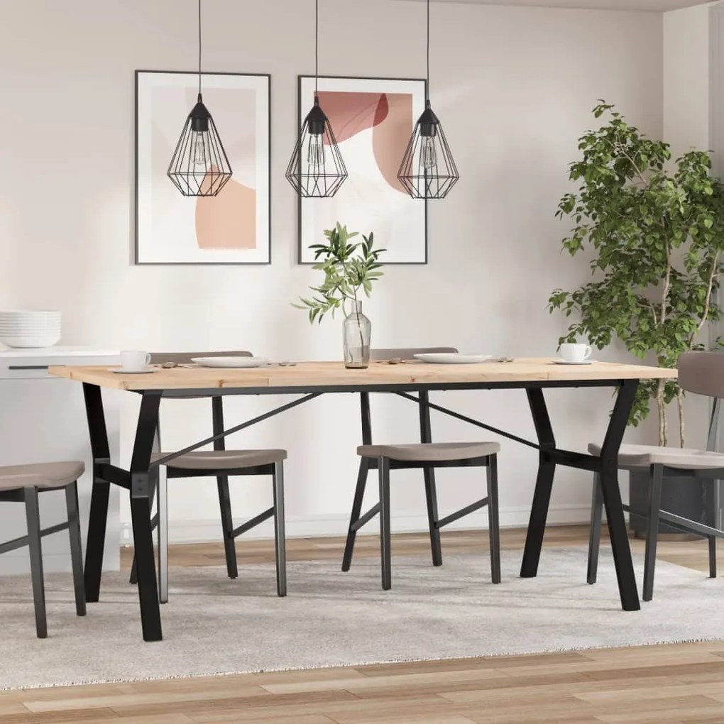 Mesa de jantar estrutura em Y 180x90x75,5cm pinho/aço