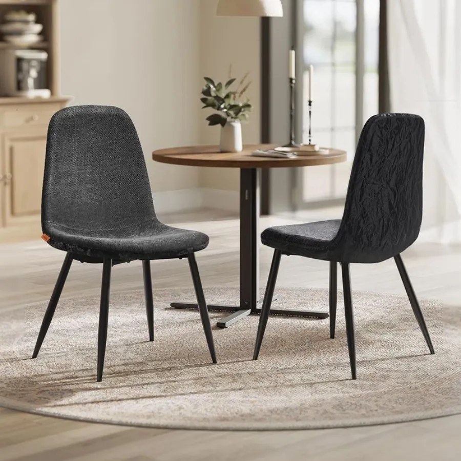 Conjunto de 2 cadeiras de sala de jantar (MESA NÃO INCLUIDA) em tecido chenille 55 x 43,5 x 85,5 cm Cinzento