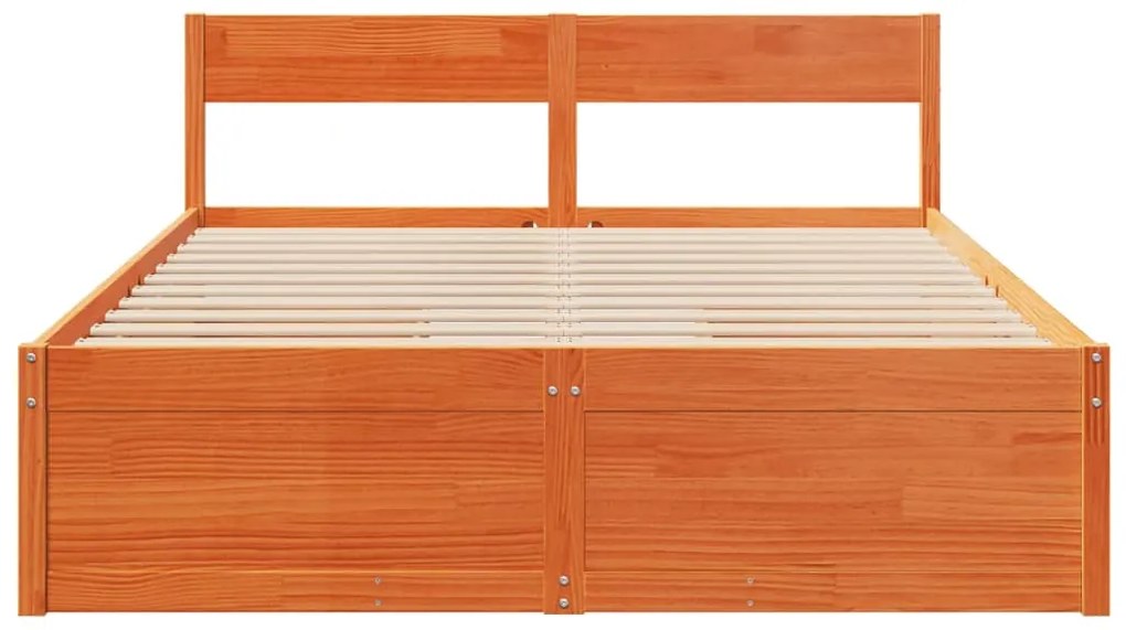 Cama sem colchão 160x200 cm madeira pinho maciço castanho-mel
