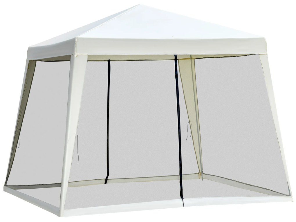 Outsunny Tenda Dobrável de Jardim 3x3 m com 4 Painéis Laterais Rede Mosquiteira com Zíper Proteção UV para Pátio e Exterior Bege | AOSOM Portugal