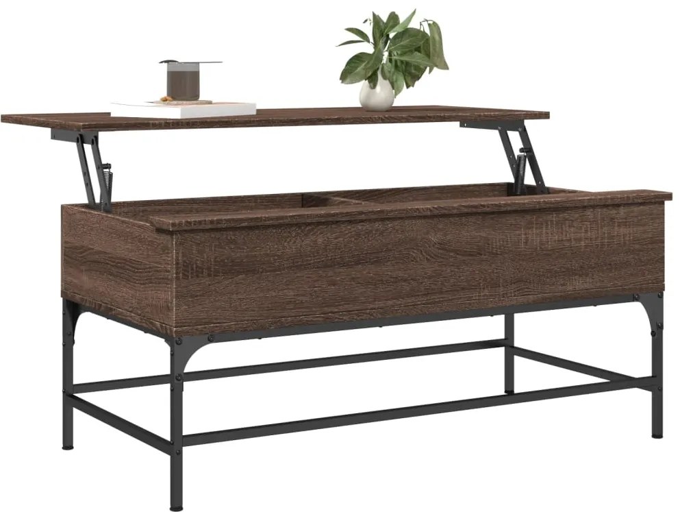 Mesa centro 100x50x45cm deriv. madeira/metal carvalho castanho