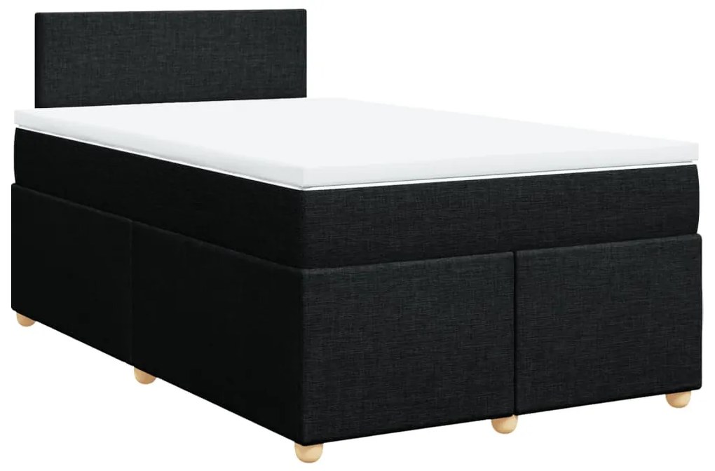 Cama boxspring com colchão 120x190 cm tecido preto