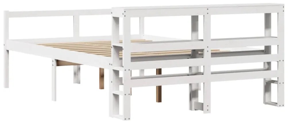 Cama para idosos com cabeceira 150x200 cm pinho maciço branco