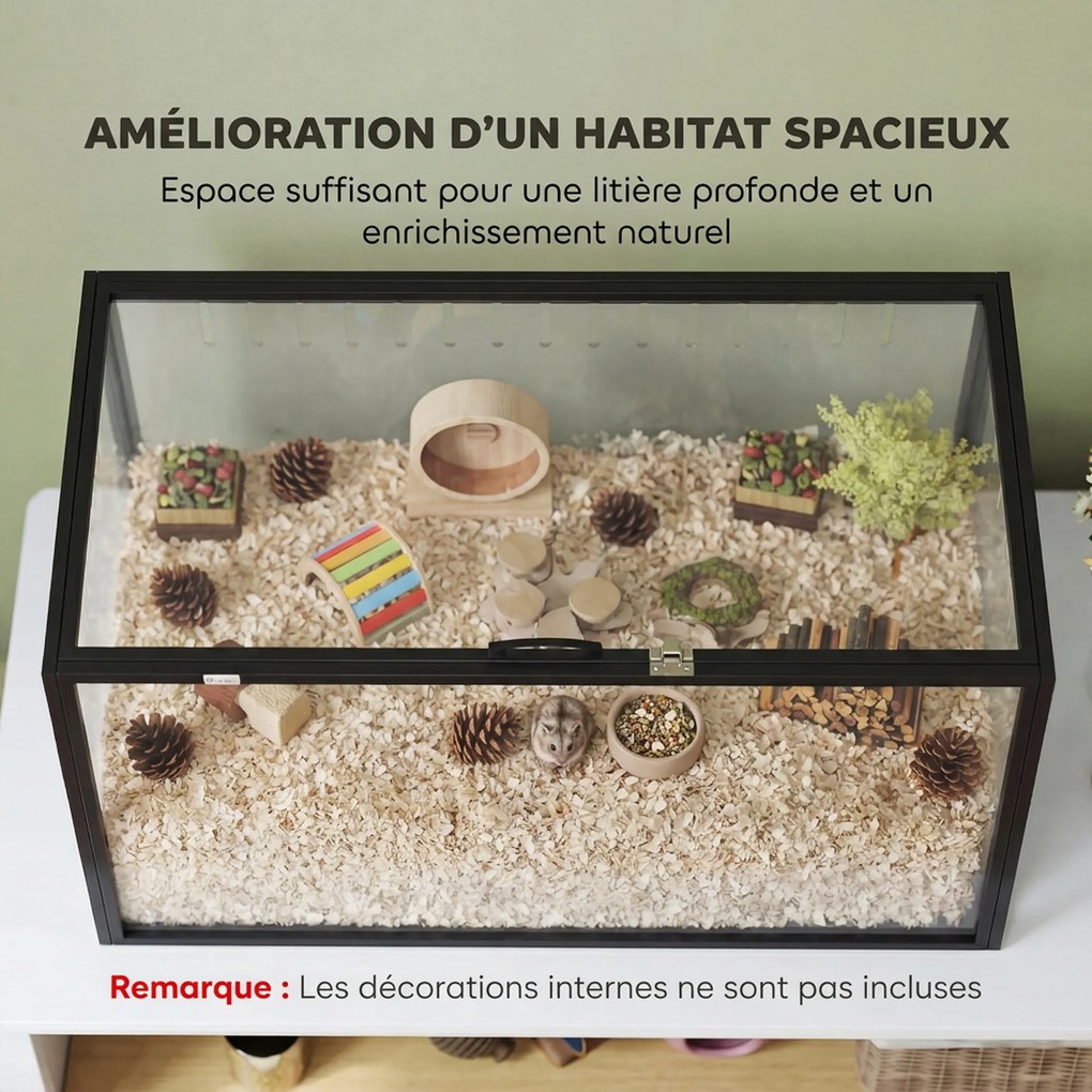 Gaiola para Hamster, 105 x 51 x 51 cm, Vista Panorâmica de 360°, Preto