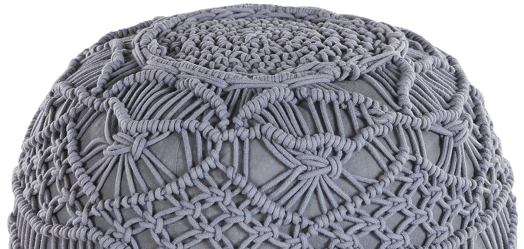 Pufe em algodão macramé cinzento 40 x 40 cm KAYSERI Beliani