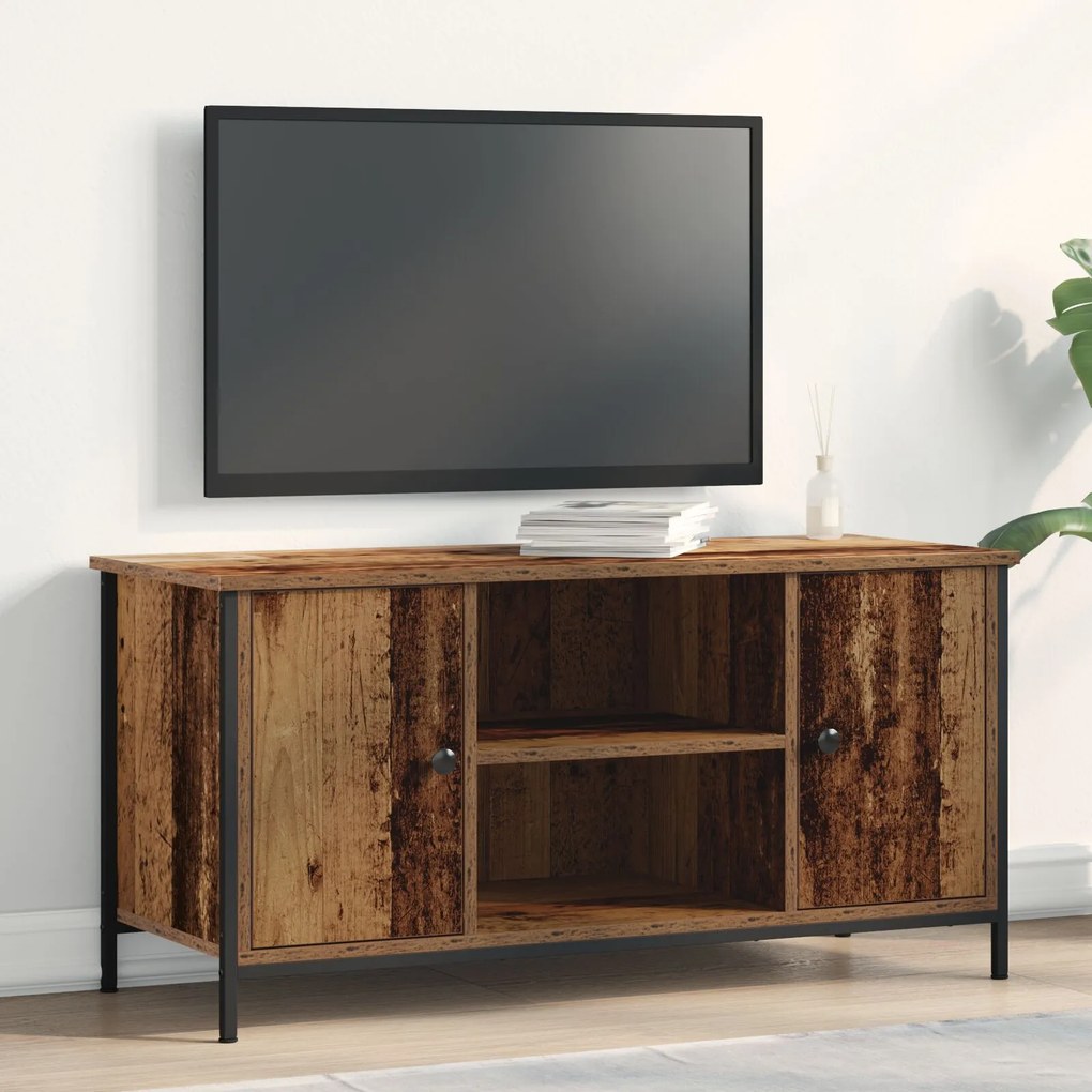 Gabinete de TV Madeira Antiga 100x40x50 cm Madeira de Engenharia e Aço