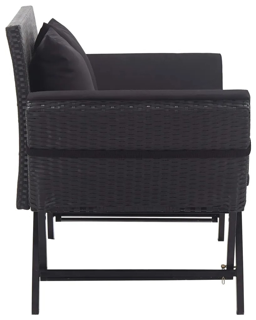 Banco de jardim c/ almofadões 176 cm vime PE preto
