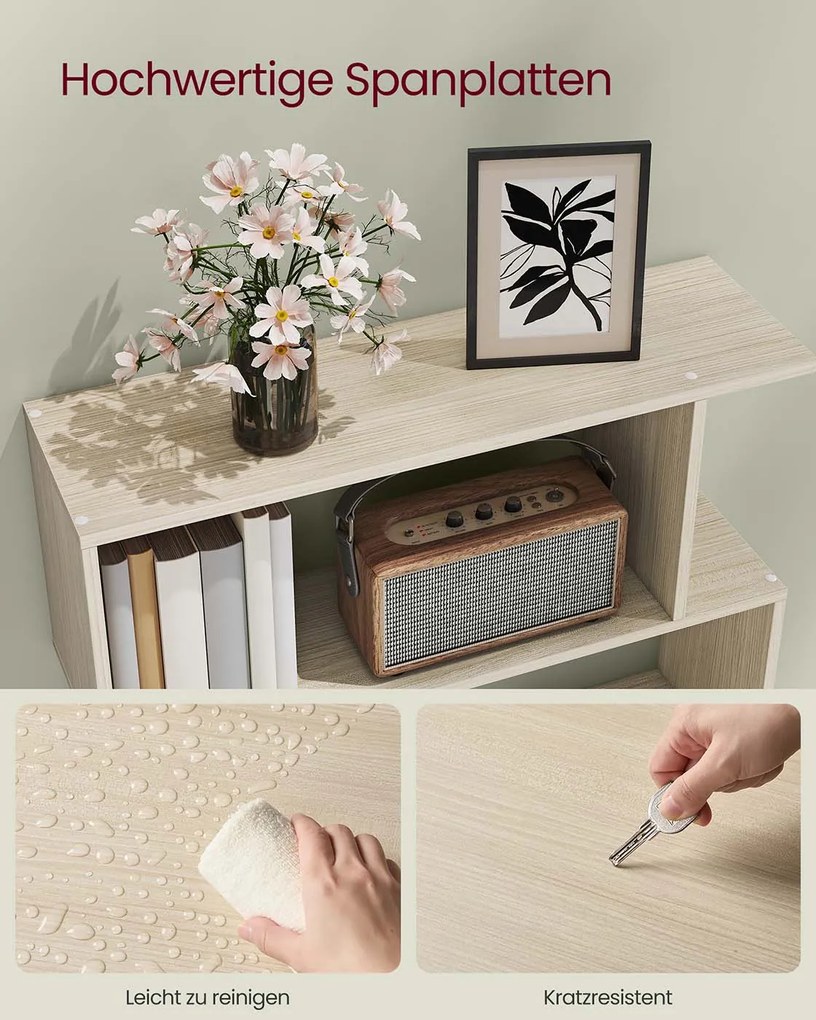 Estante elegante com 6 prateleiras 24 x 70 x 191 cm bege natural