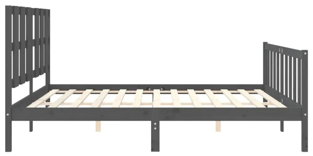 Estrutura de cama com cabeceira 200x200 cm madeira maciça cinza