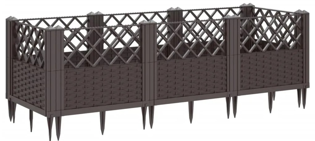 Vaso/floreira jardim c/ estacas 123,5x43,5x43,5 cm PP castanho