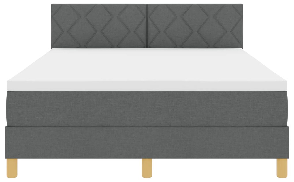Cama Box Spring com Colchão & LED Cinza Escuro 140x190 cm Tecido