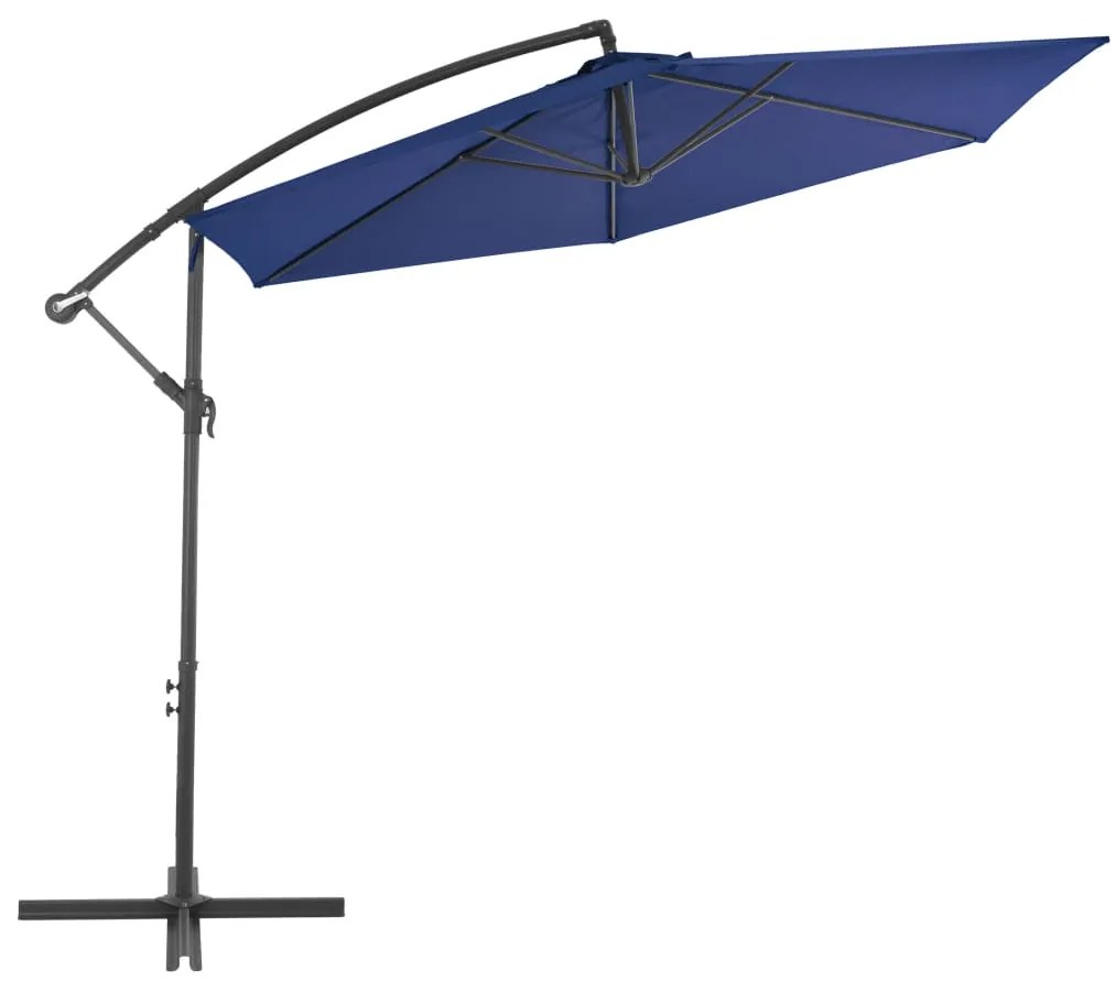 Guarda-sol de jardim cantilever c/ poste alumínio 300 cm azul