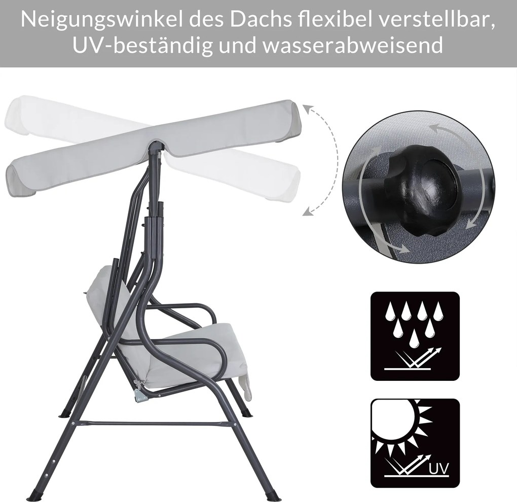 Baloiço Jardim Hollywood 140 x 112 x 150 cm com cobertura solar cinzento-claro