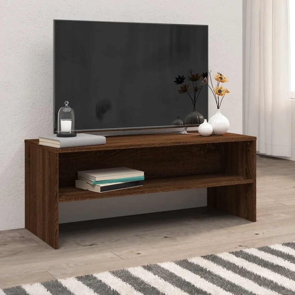 vidaXL Móvel TV 100x40x40 cm madeira processada cor carvalho castanho