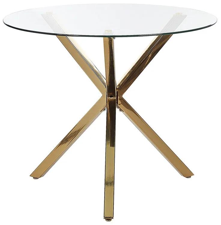 Mesa de jantar dourada com vidro temperado ⌀ 90 cm SAVONI Beliani
