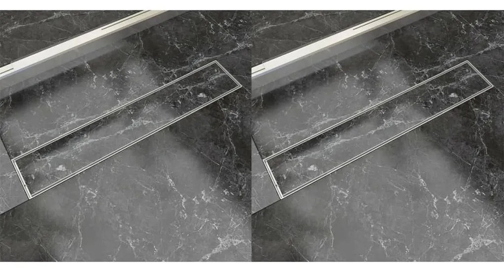 Dreno de chuveiro linear 2 pcs 630x140 mm aço inoxidável