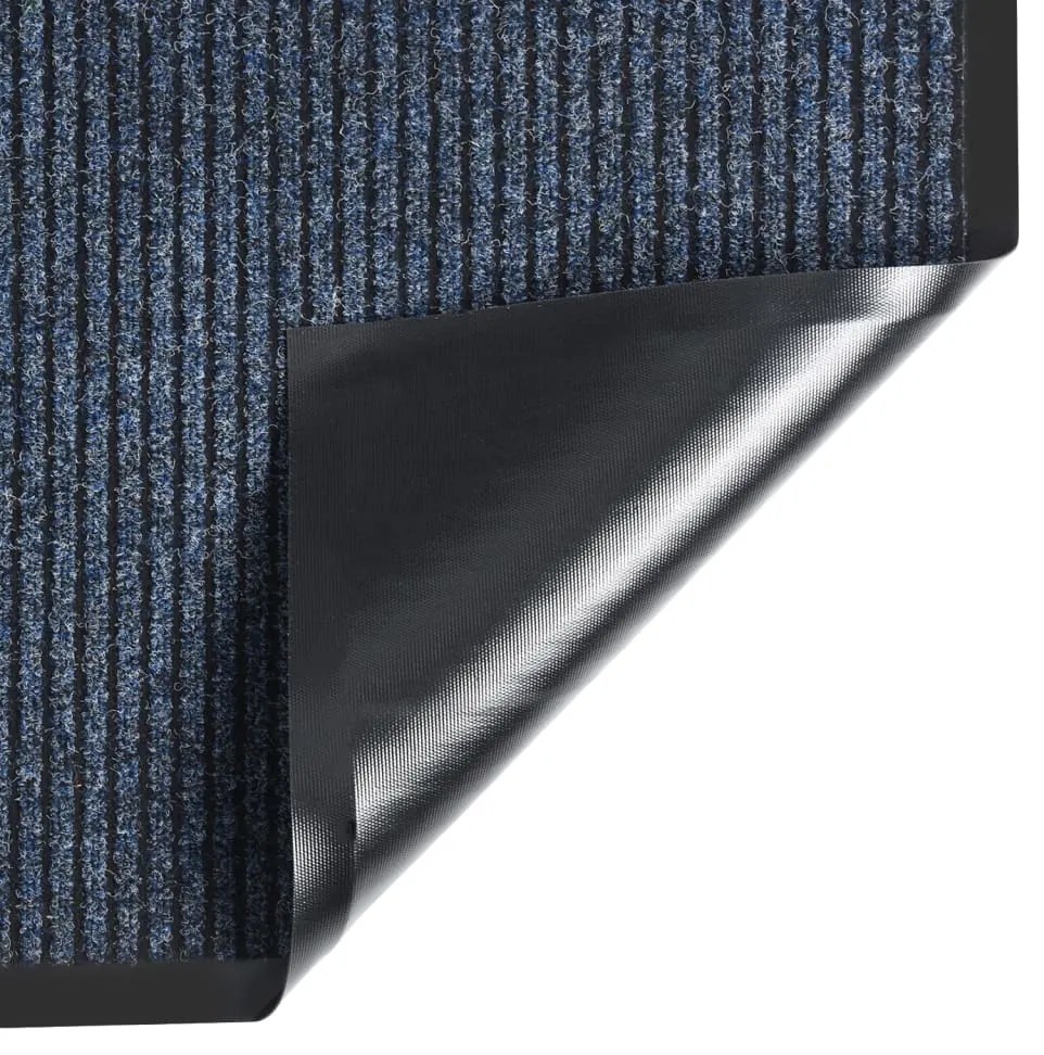 Tapete de porta às riscas 80x120 cm azul