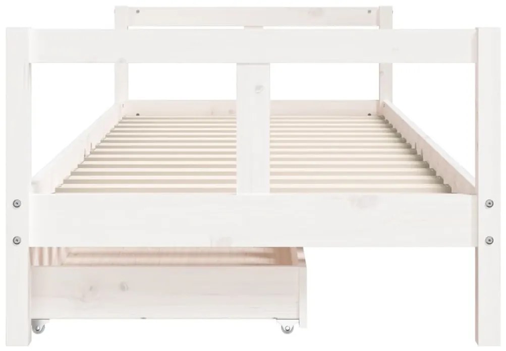 Estrutura cama infantil c/ gavetas 80x200cm pinho maciço branco