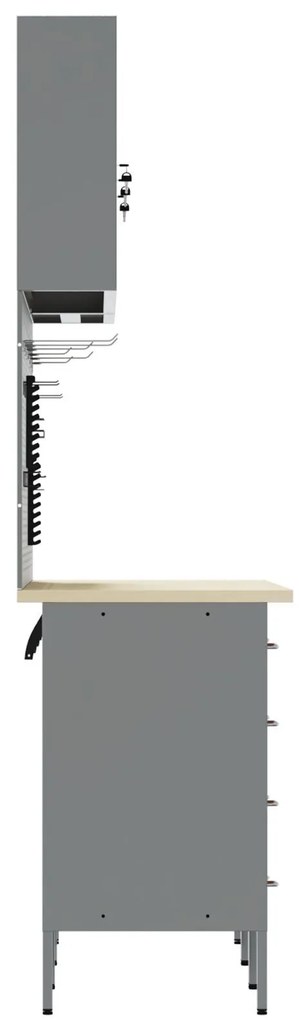 Conjunto de Gabinete de Trabalho e Painel de Ferramentas em 8 Peças Vi