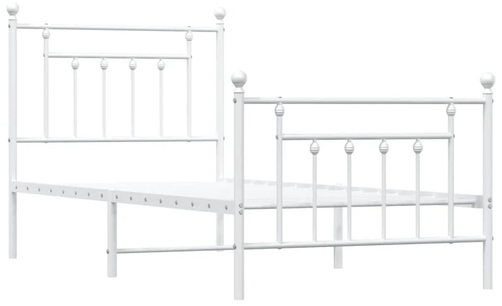 Estrutura de cama com cabeceira e pés 90x190 cm metal branco