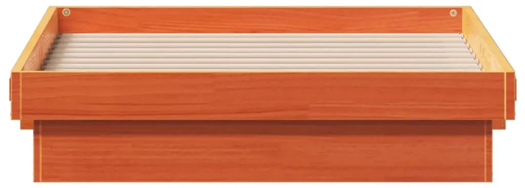 Estrutura de cama com LED 75x190 cm pinho maciço castanho-mel
