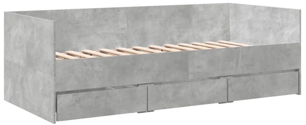 Sofá-cama com gavetas sem colchão 90x200 cm cinzento cimento
