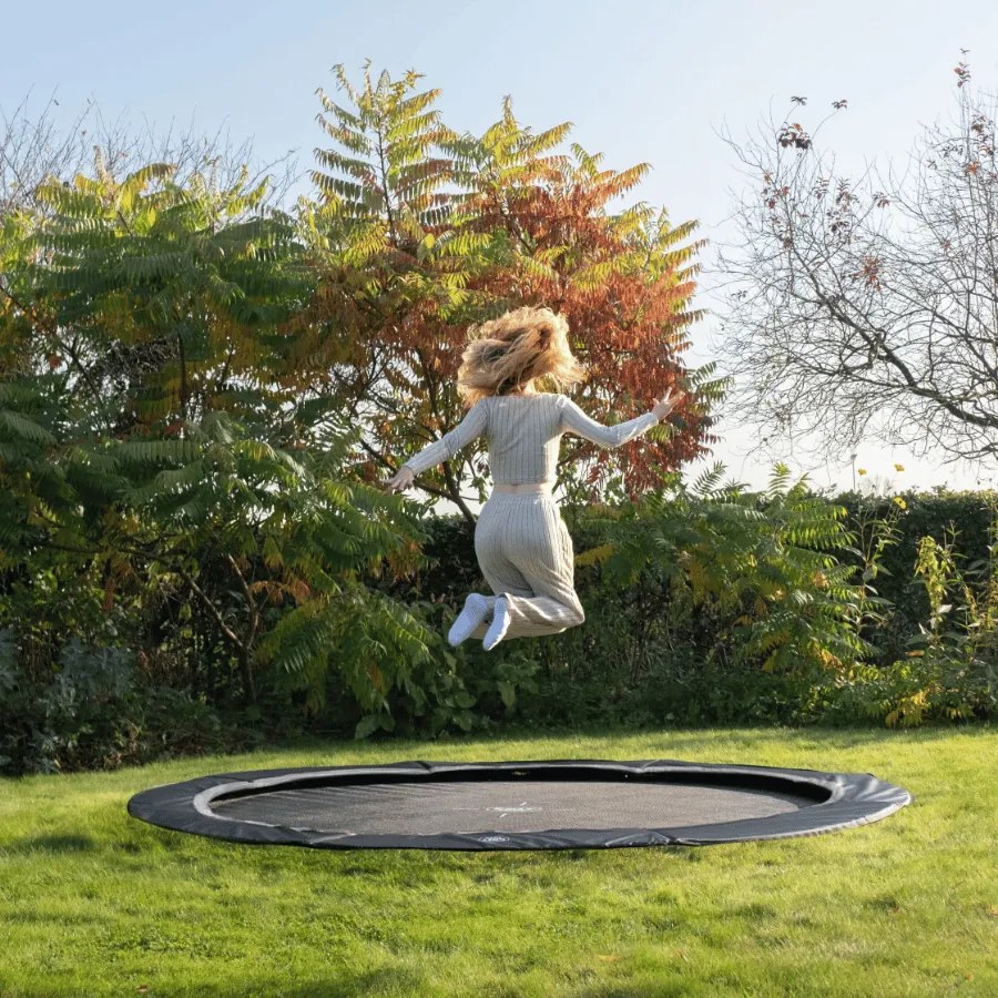 Trampolim redondo desportivo InTerra ao nível do solo ø427 cm - preto