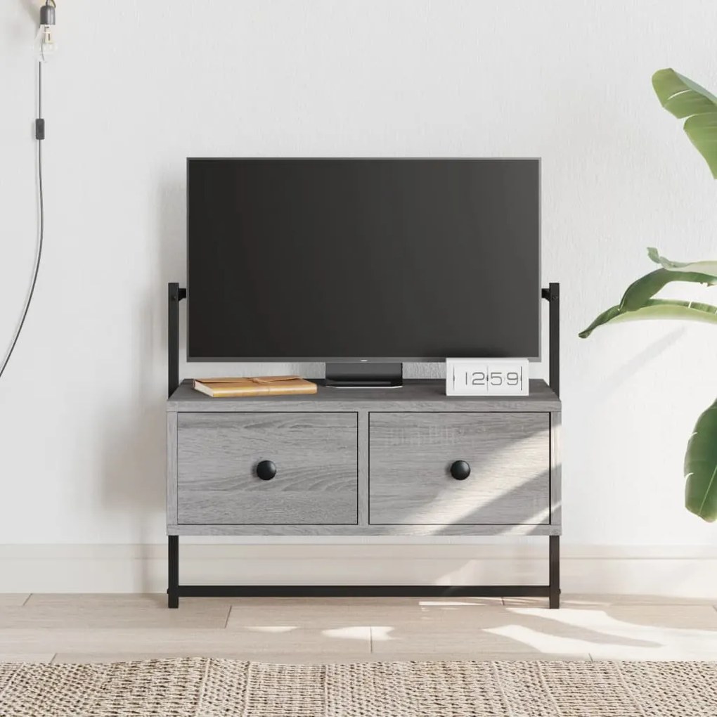 Móvel TV de parede 60,5x30x51 cm deriv. madeira cinzento sonoma