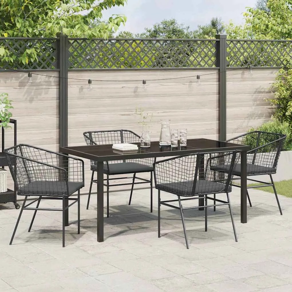 Conjunto de jantar de jardim com 5 peças em rattan sintético e comodid