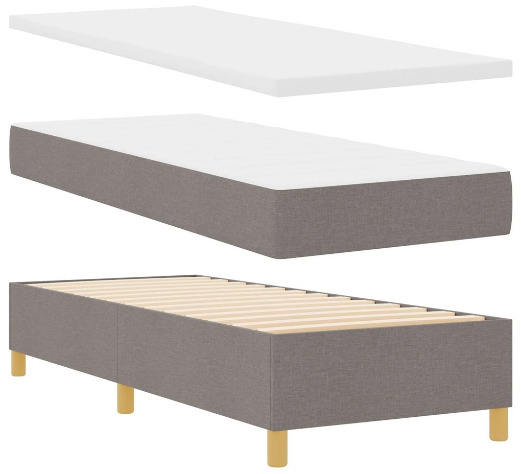 Cama Box Spring com Colchão Taupe 80x200 cm Tecido