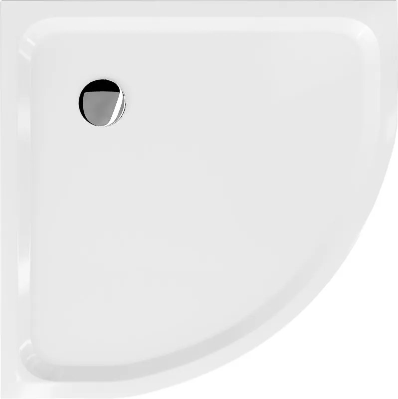 Mexen Flat base de duche semicircular slim 80 x 80 cm, branco, sifão cromado - 41108080