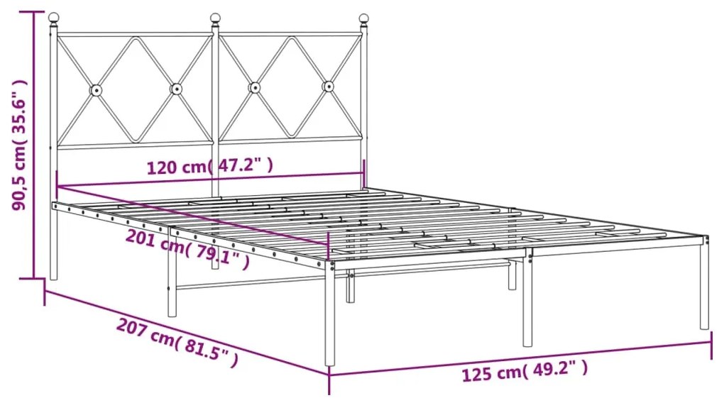 Estrutura de cama com cabeceira 120x200 cm metal branco