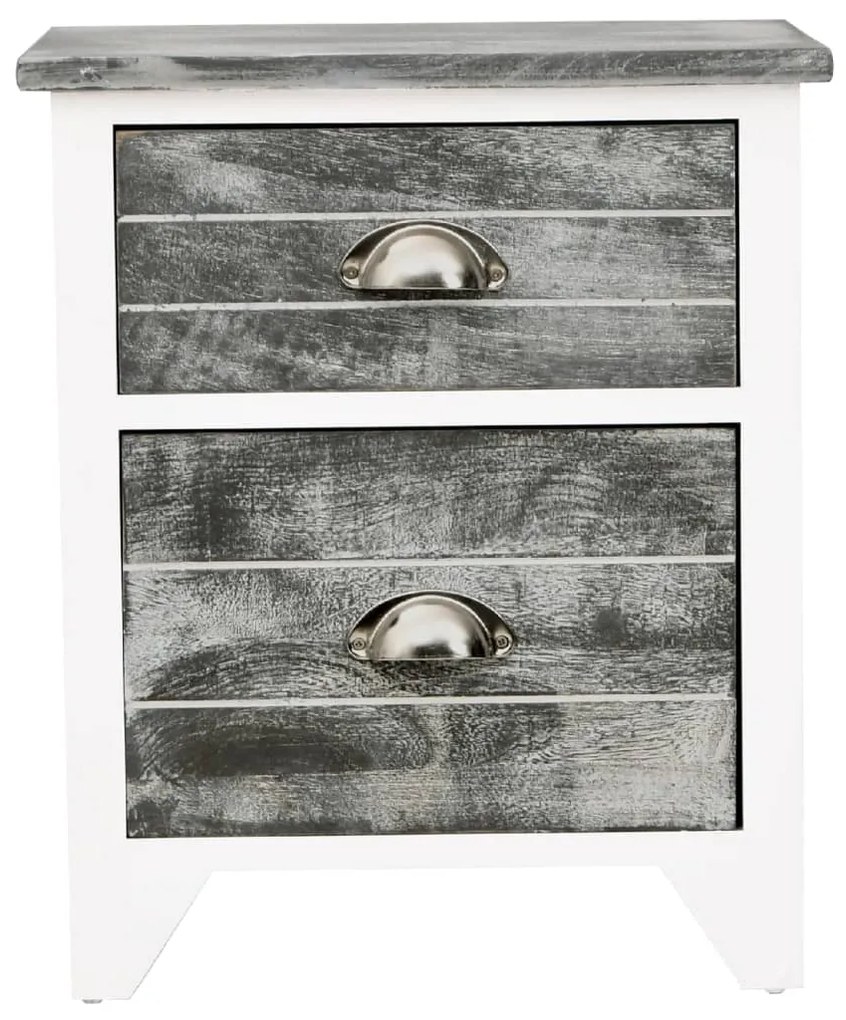 Mesa de cabeceira com 2 gaveta 2 pcs cinzento e branco
