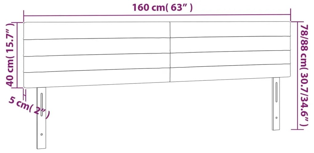 Cabeceira de cama 2 pcs tecido 80x5x78/88 cm cinzento-claro