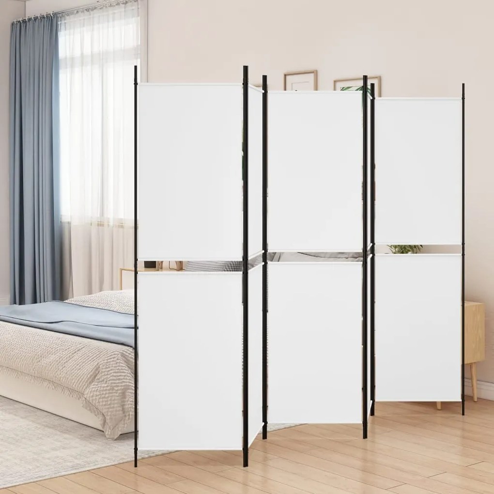 350234 vidaXL Biombo com 5 painéis 250x200 cm tecido branco