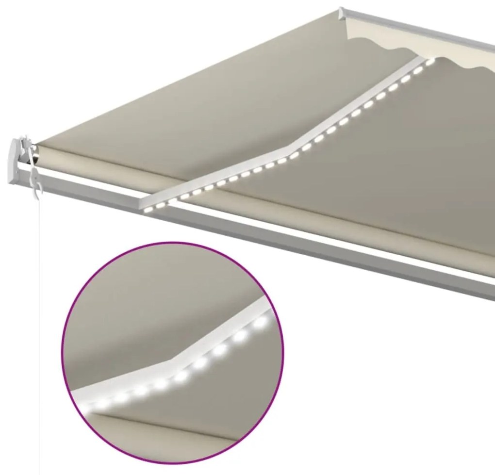 Toldo automático com LED e sensor de vento 500x350 cm cor creme