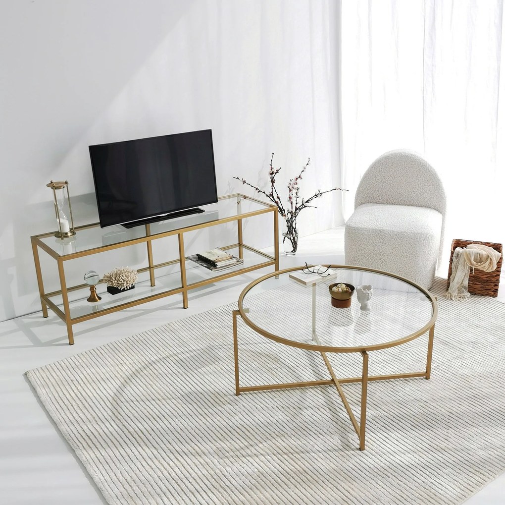 Mesa de Centro Gold Sun – Dourado – 83 x 40 x 83 cm