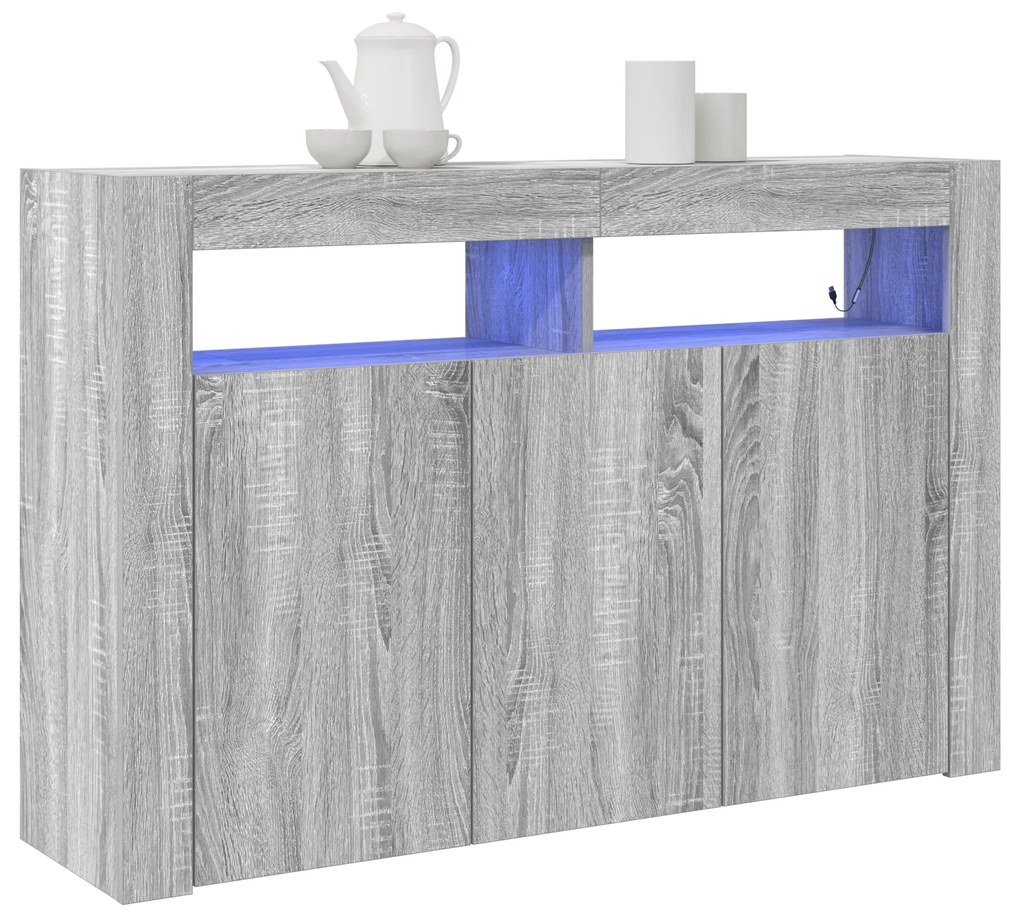 Sideboard Cinzento sonoma Madeira engenheirada 116 x 30 x 75 cm