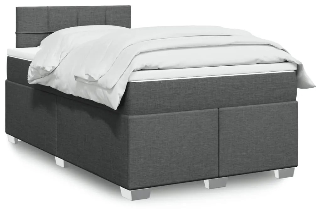 Cama boxspring com colchão 120x190 cm tecido cinzento-escuro