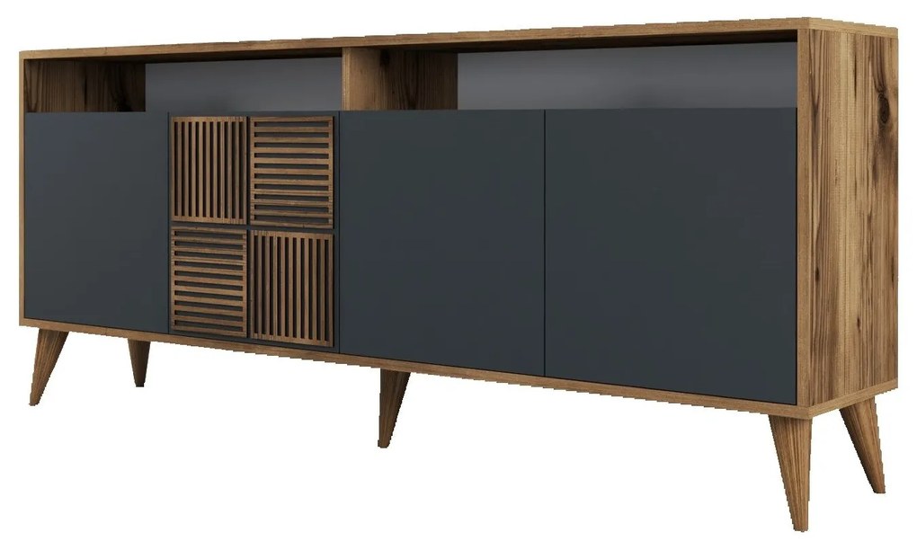 Conjunto de Mobiliário de Sala Milan500 – Nogueira e Antracite – Cómod