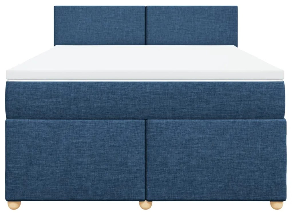 Cama com molas/colchão 160x200 cm tecido azul