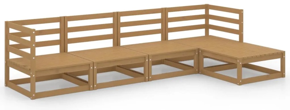 5 pcs conjunto lounge de jardim pinho maciço castanho mel