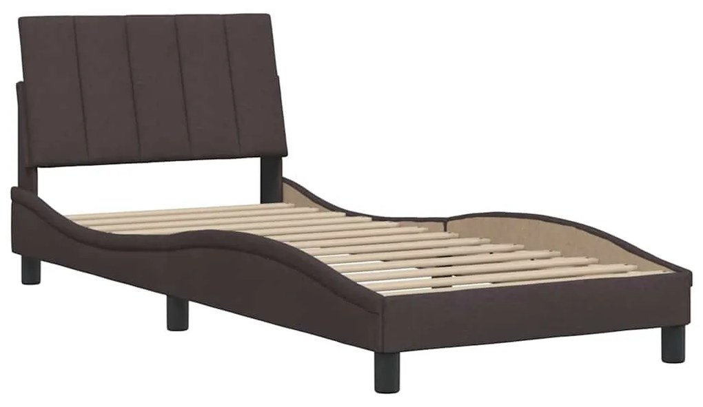 Estrutura de cama sem colchão 90x200 cm tecido castanho-escuro