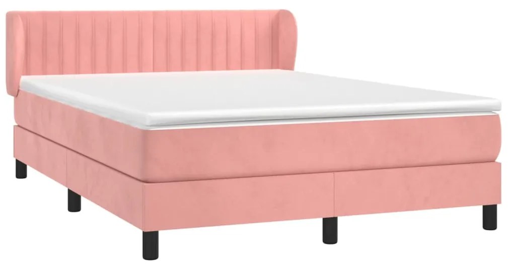 Cama com molas/colchão 140x190 cm veludo rosa