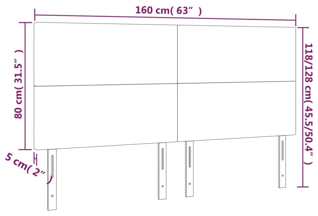 Cabeceira de cama 4 pcs tecido 80x5x78/88 cm creme