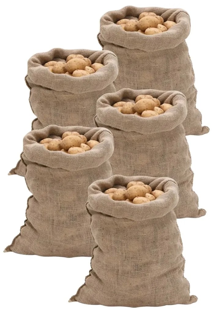 vidaXL Sacos de juta 5 peças 60x105 cm 100% juta 220 g/m²
