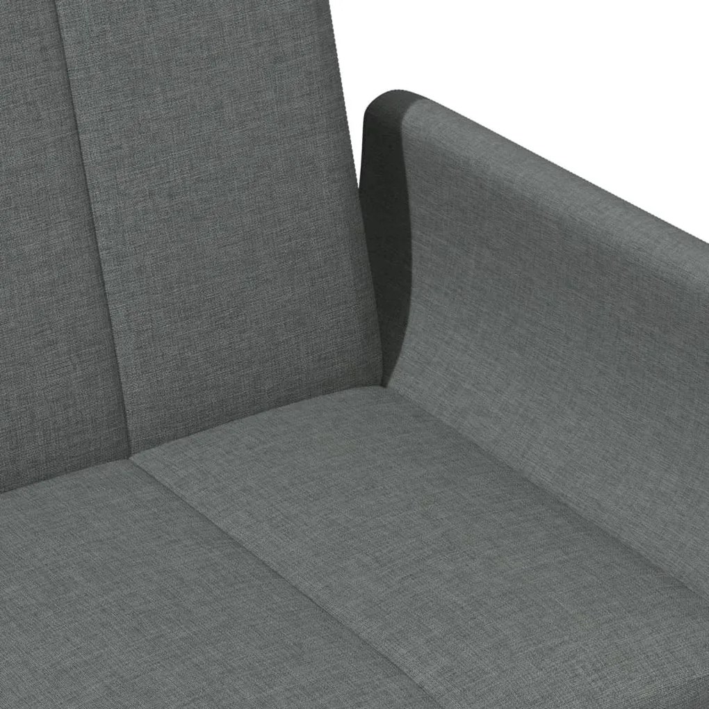Sofá-cama de 2 lugares c/ apoio de pés tecido cinzento-escuro