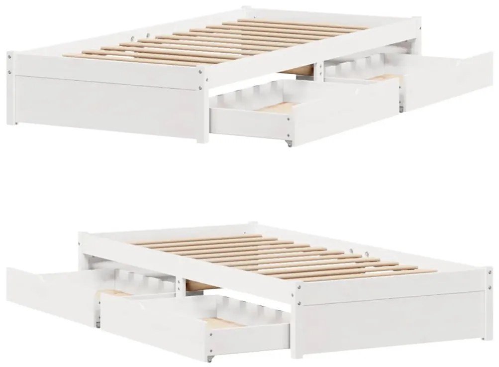 Cama sem colchão 90x200 cm madeira de pinho maciça branco